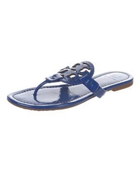 Tory Burch Blue Patent Leather Slides Women's Size: 6.5
